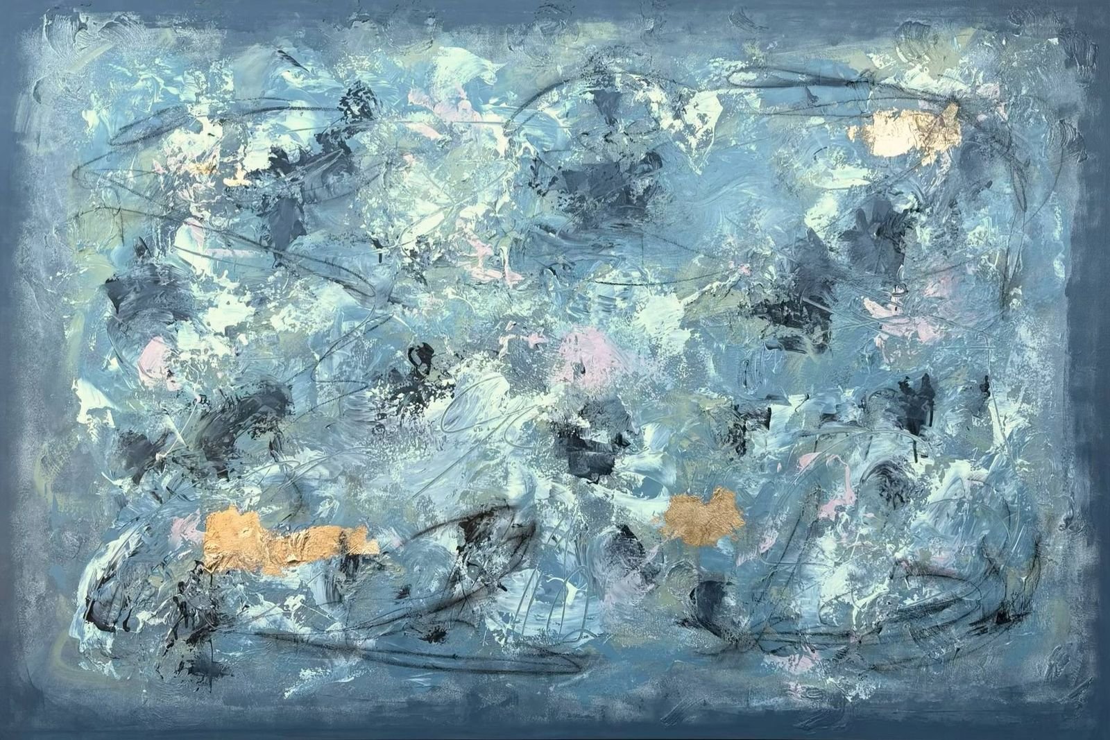 Untitled (Azure & Gold), Acrylic painting by Joanna Purvis