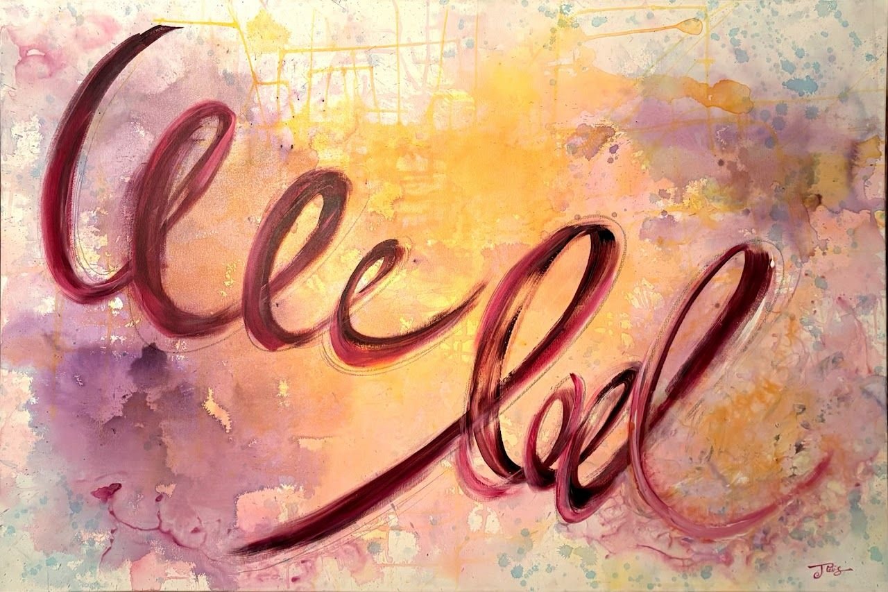 Whispers in Motion, large red and gold abstract painting by Joanna Purvis