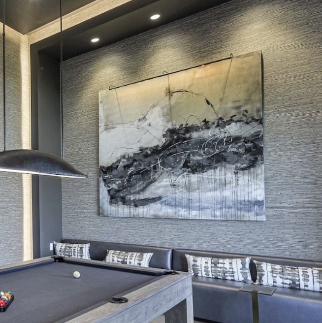 Large canvas by Joanna Purvis in a club house lounge