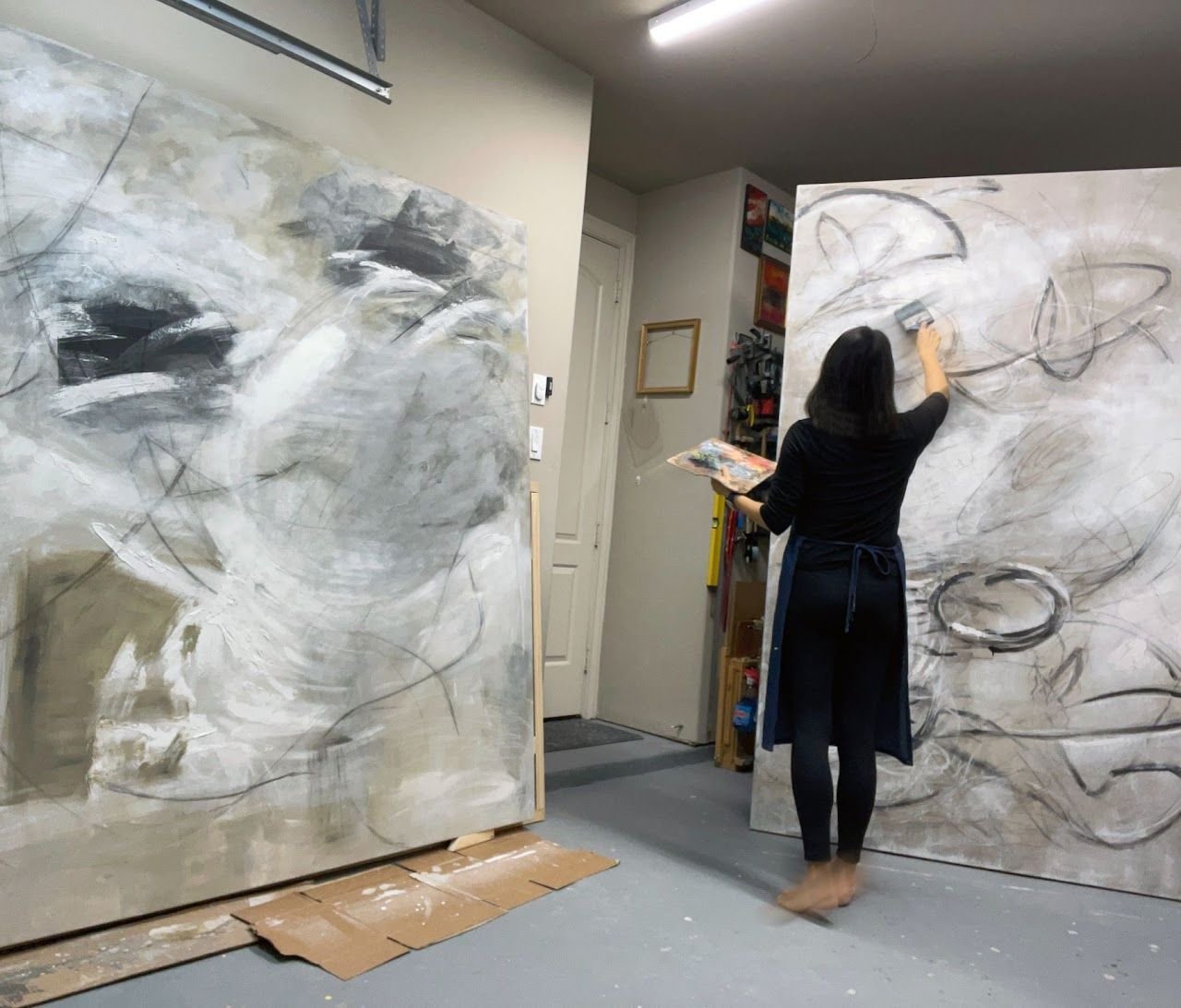Joanna Purvis painting in her Houston studio