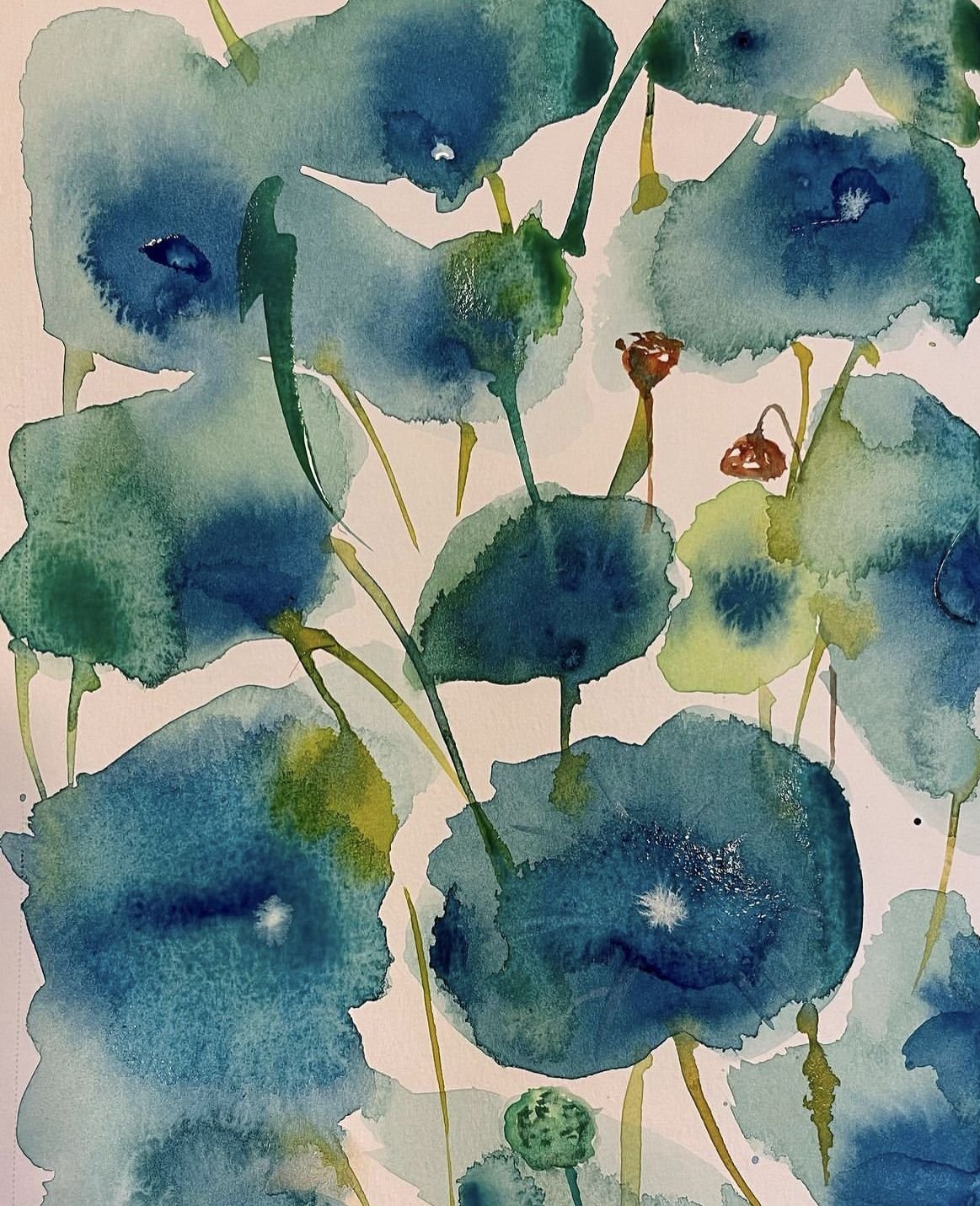 Blue watercolor florals by Joanna Purvis